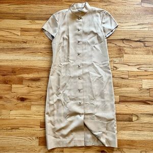 Vintage Ralph Lauren Mandarin Collar Silk Dress